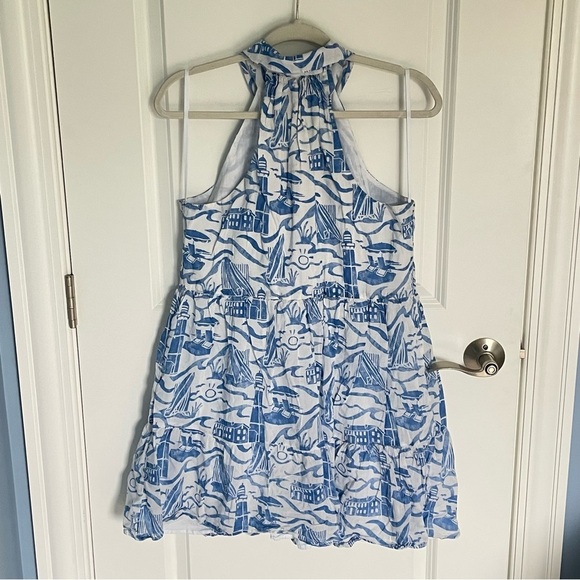 Vineyard Vines halter lighthouse fit flare Dress blue white 47150 - Picture 7 of 16